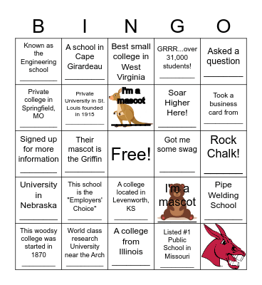 COLLEGE FAIR Bingo Card