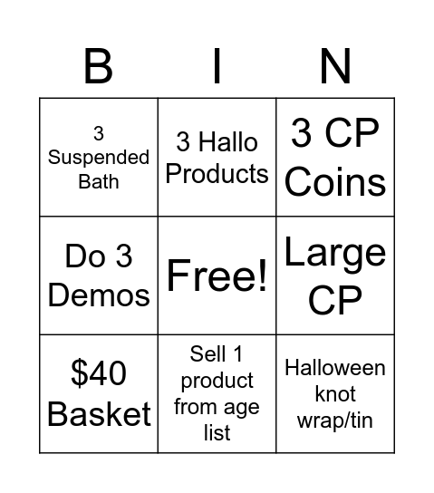 Hello-Ween Bingo Card