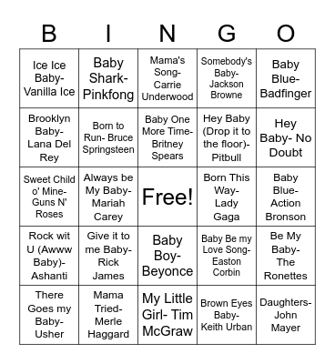 Baby Bingo Card