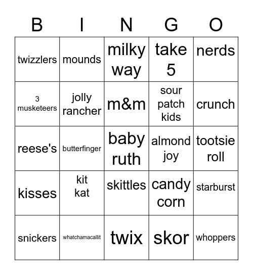 Sweet Bingo Card