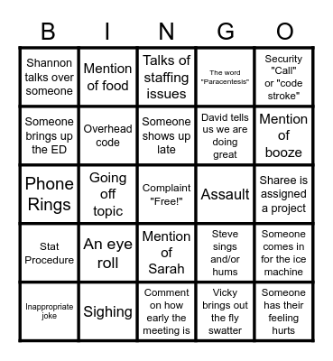 Work Meetings BINGO Card