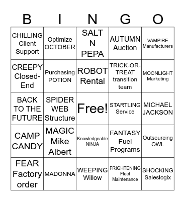 MAL-LOWEEN Bingo Card