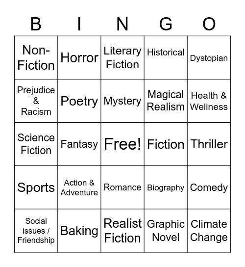 Hawkes Memorial Library Book Bingo Card