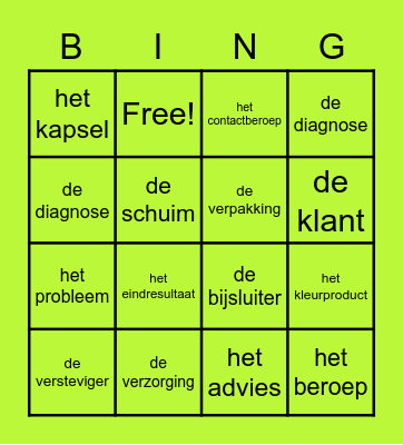 advies geven Bingo Card