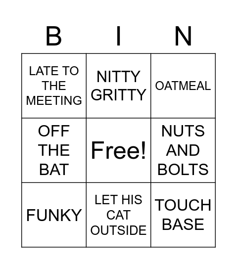 BRYANT BINGO Card