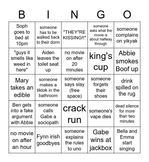 MMF Bingo Card
