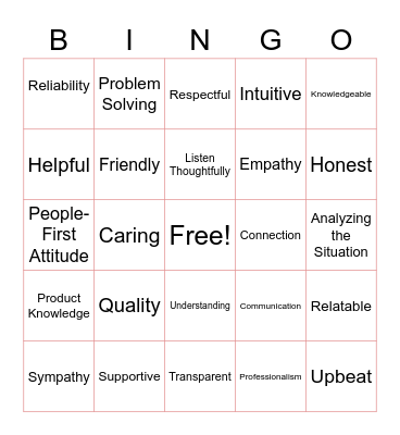 Customer Service Week Bingo Card