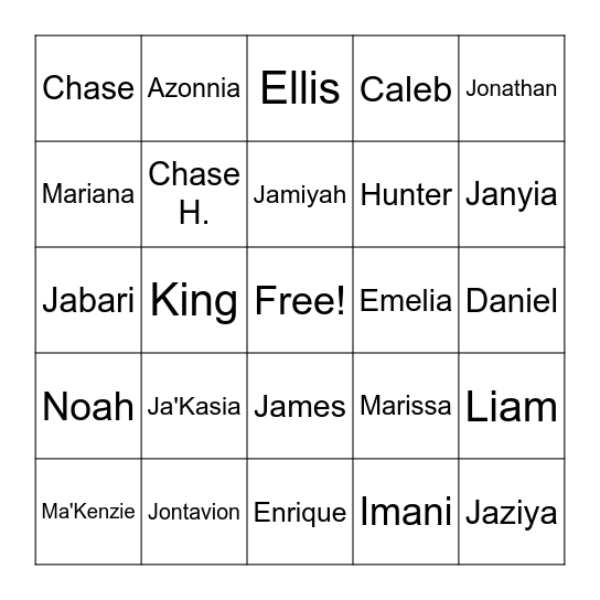 NAME BINGO Card