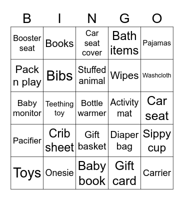 BABY SHOWER GIFT BINGO Card