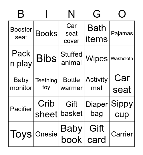 BABY SHOWER GIFT BINGO Card