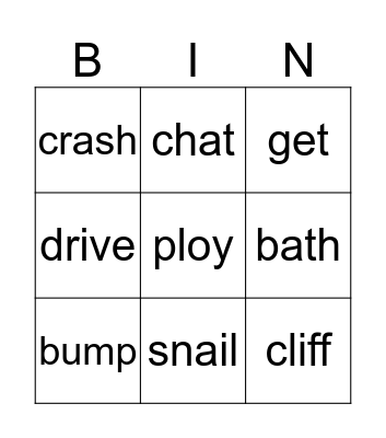 Vocabulary  Bingo Card