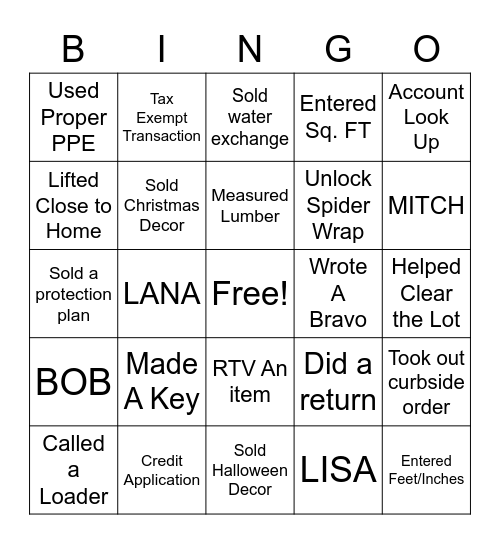 THD BINGO Card