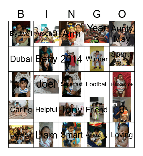Liam's Eight Bingo Card