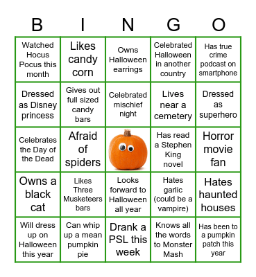 Halloween Team Building Bingo Card