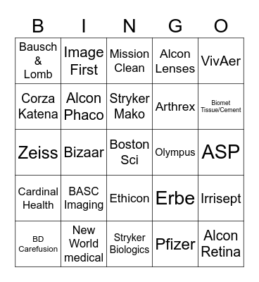 Vendor Fair Bingo Card