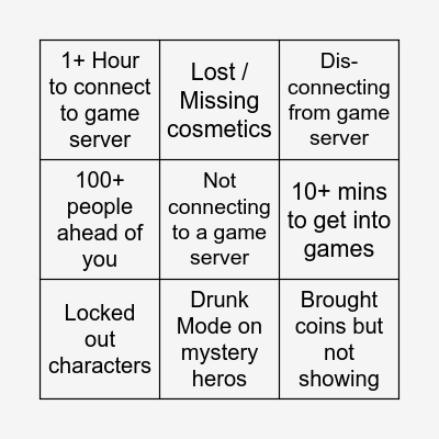 Overwatch 2 Bingo Card Bingo Card
