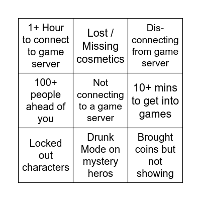 Overwatch 2 Bingo Card Bingo Card
