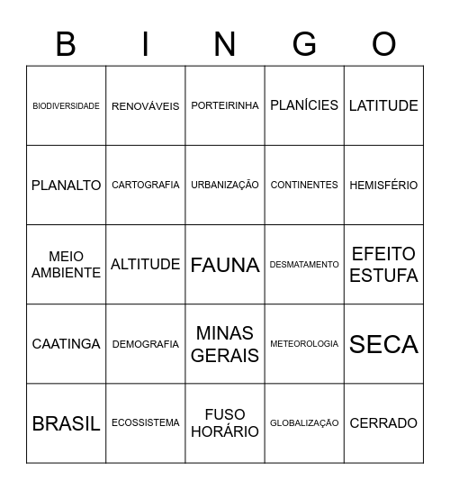 GEOGRAFIA Bingo Card