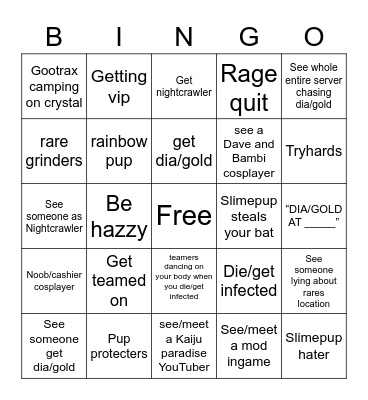 Kaiju Paradise Bingo Card