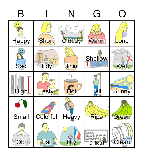 Adjectives 2 Bingo Card