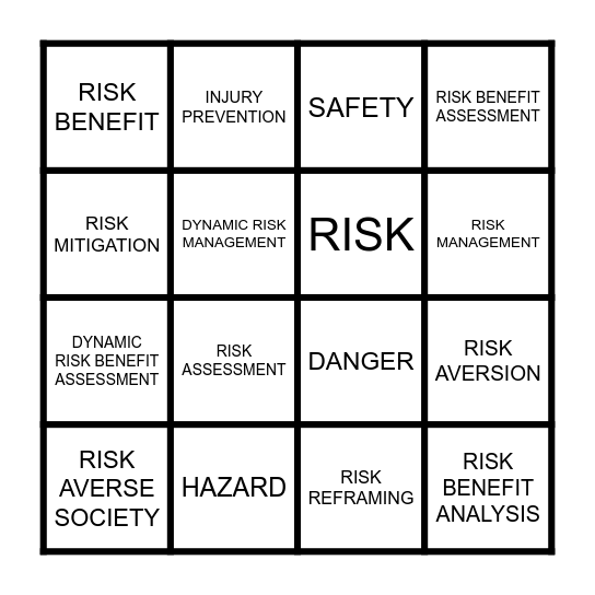 Risks In The Outdoors Bingo Card