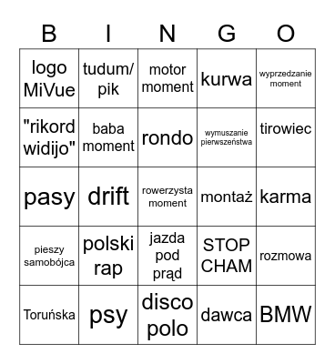 STOP CHAM BINGO Card
