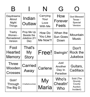 Older Country #1 Bingo Card