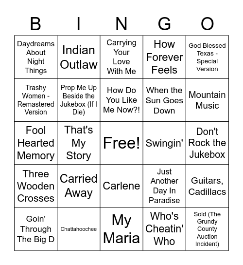 Older Country #1 Bingo Card