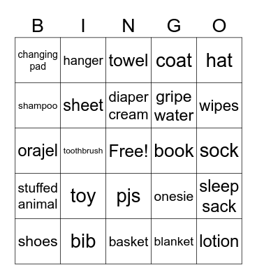 baby shower bingo Card