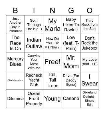Music Bingo 2000 #1 Bingo Card