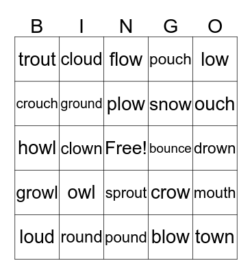 ou/ow sound BINGO Card