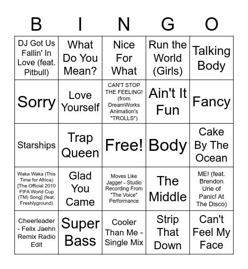 Summer Hit of '10 Bingo Card