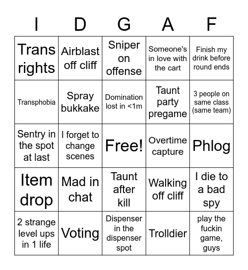 TF2 Bingo Card