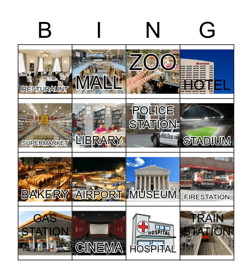 Places in the City ( Bingo Card