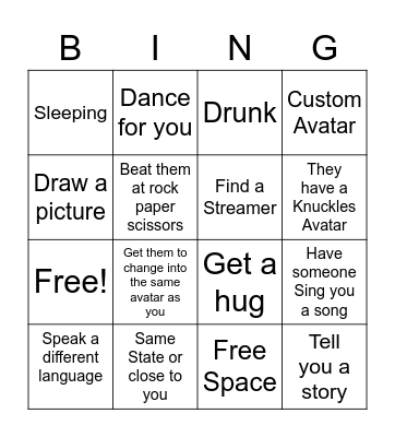 VRChat Bingo Card