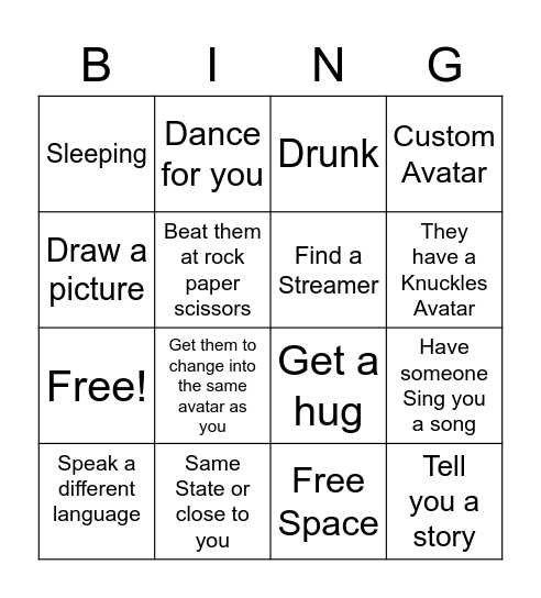 VRChat Bingo Card