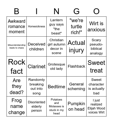 Over the Garden Wall Bingo Card