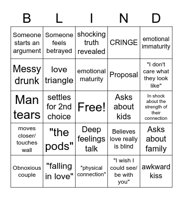 Love is Blind Bingo Card