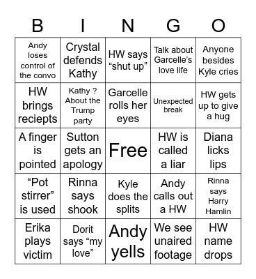 BH REUNION Bingo Card