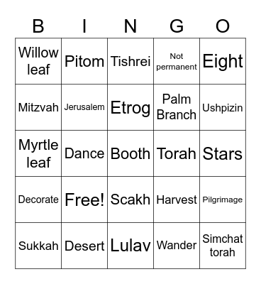 Sukkot Bingo Card