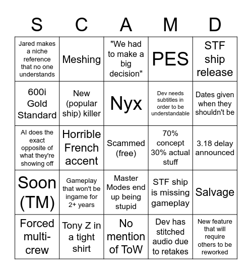 CitizenCon 2952 Bingo Card