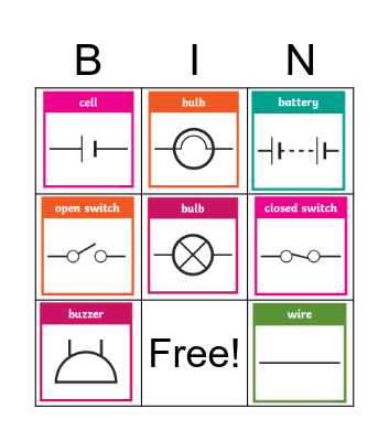 Electric Circuit Components Bingo Card