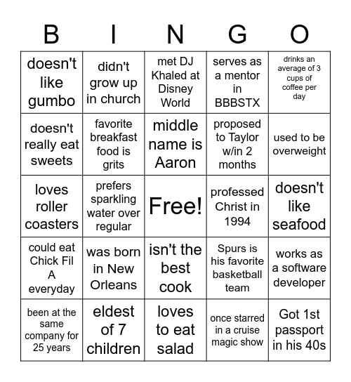 Birthday Bingo Card