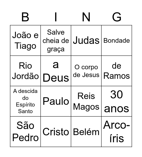 BINGO COM JESUS Bingo Card