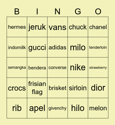 Bingo Seeun Bingo Card