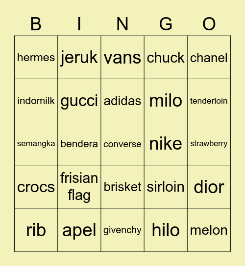 Bingo Seeun Bingo Card