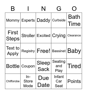 buybuyBABY Registry Insider Bingo Card