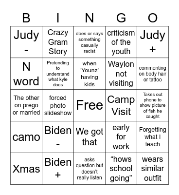 Dad Bingo Card