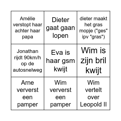 Familie plus Weekender Bingo Card