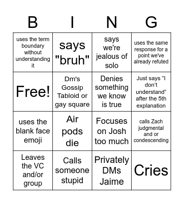 😀 Bingo Card